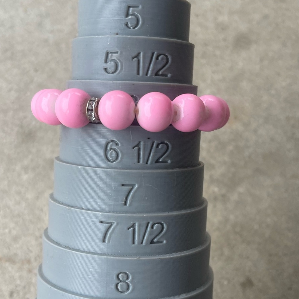 Pink Jade Gemstone Bracelet | Crystal Quartz Beaded Sz 6 - Picture 9 of 9
